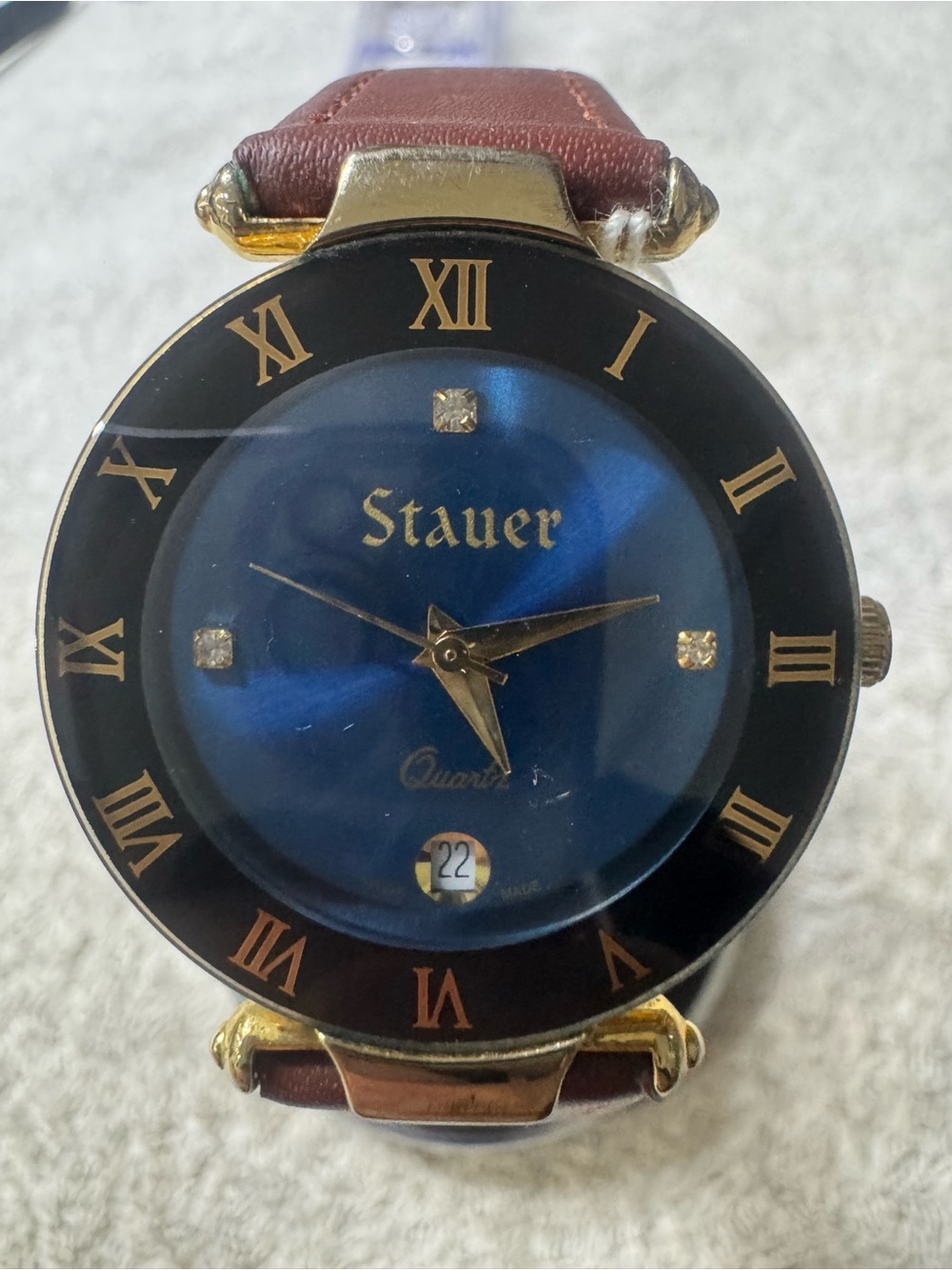 Stauer Women's Blue Dial Gold-Tone Quartz Dress Watch